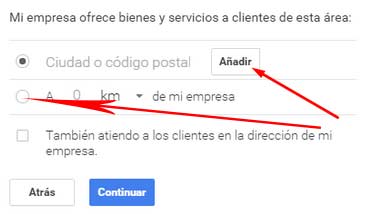 google my business donde prestar servicios