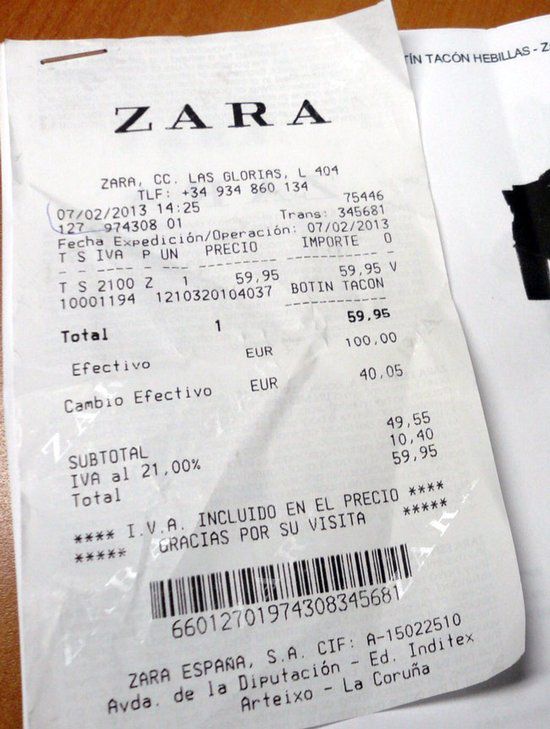 ticket zara