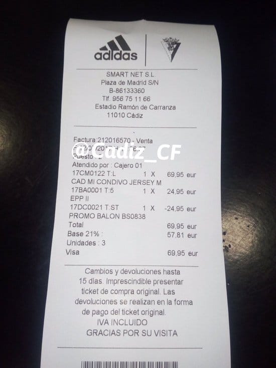 Ticket del Cadiz Club de Futbl