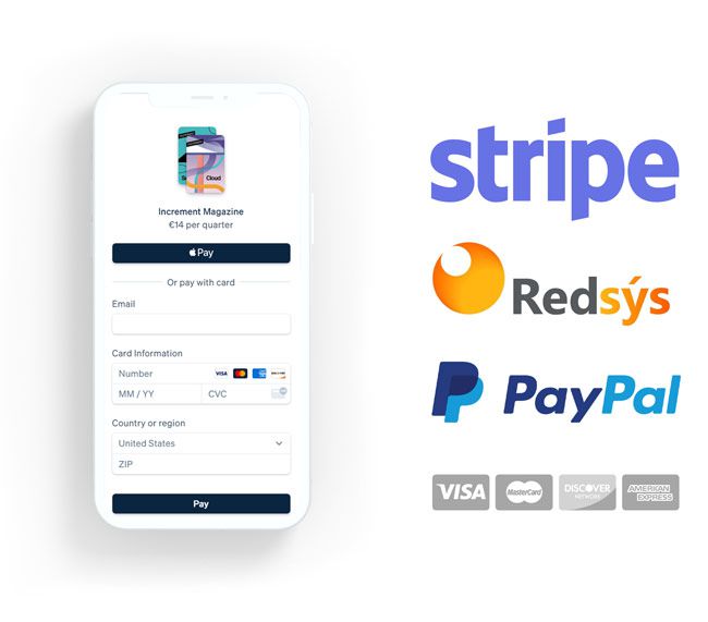 metodos de pago stripe paypal redsys