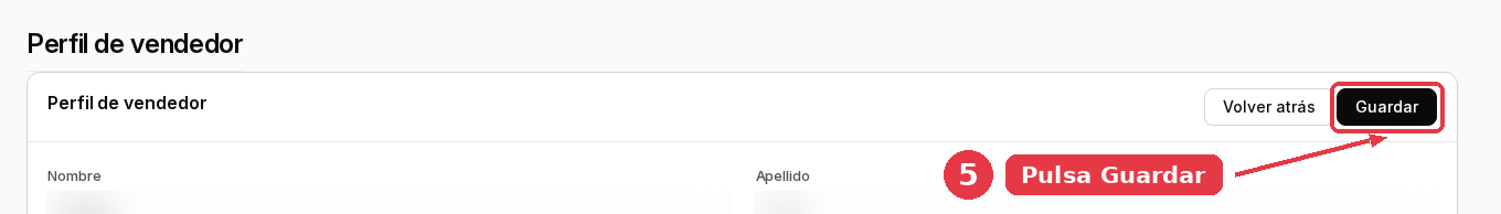 Cabecera de la ficha del empleado con el botón Guardar señalado.