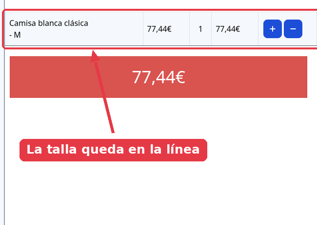 Línea del ticket que dice Camisa blanca clásica guion XL.